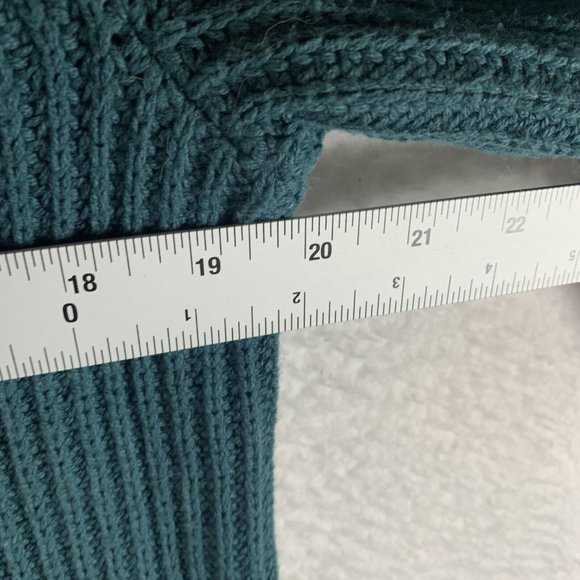 Soft Surroundings Highland Sweater Women's Medium Teal Cotton Chunky Knit 8538 - Picture 3 of 8